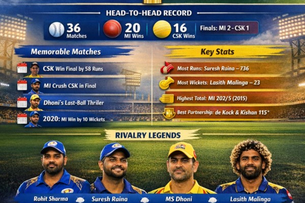 Mumbai Indians vs Chennai Super Kings Timeline