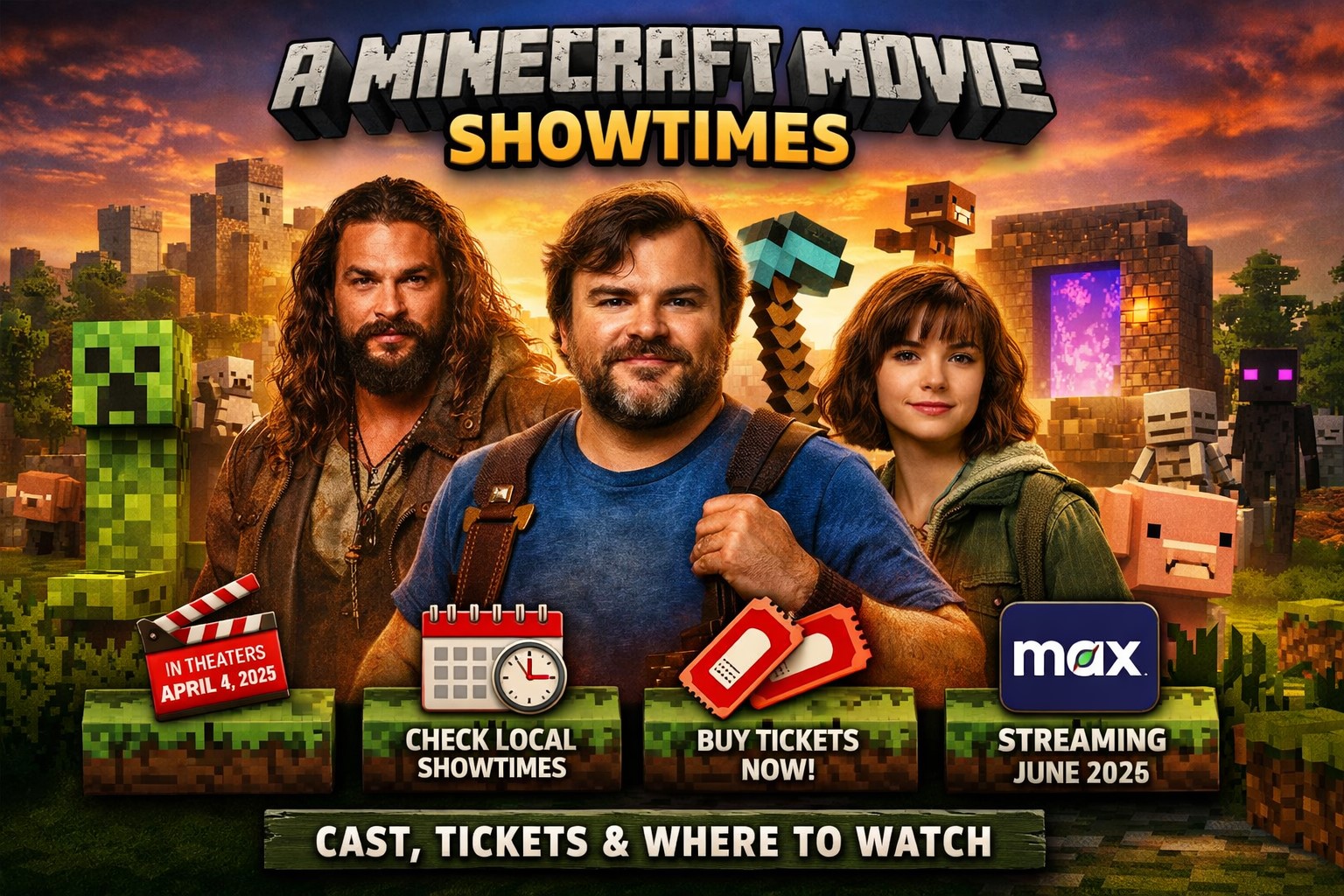 a minecraft movie showtimes